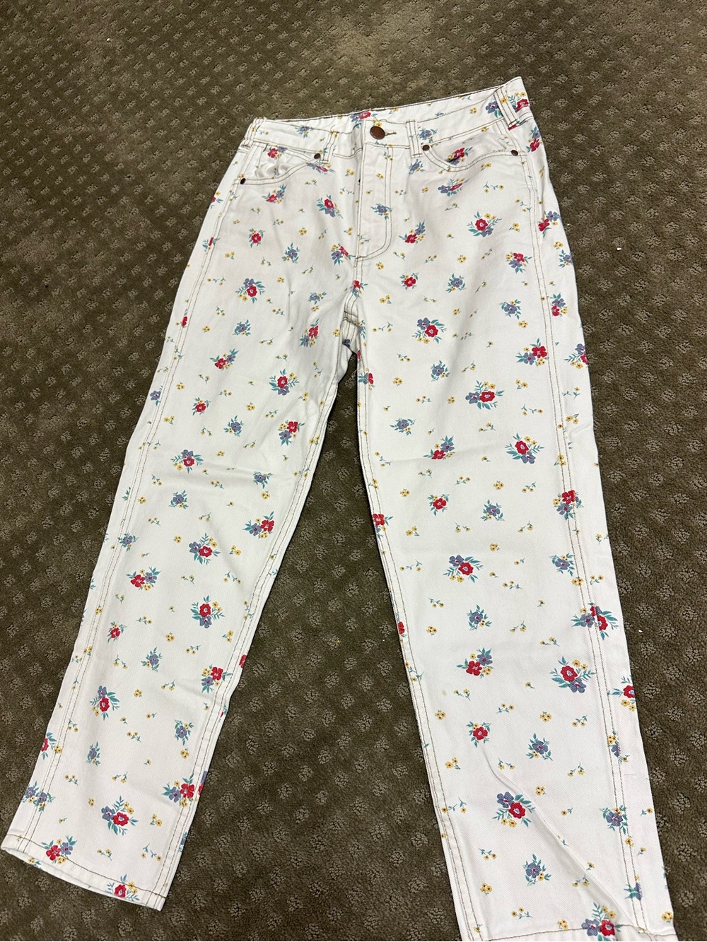 Wrangler White Floral Straight-Leg Jeans
